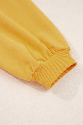 Citrus Pleated Balloon Sleeve Pullover Solid Sweatshirt