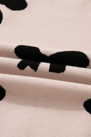 Blackish Green Pearl Embellished Bow Pattern Loose Sweater