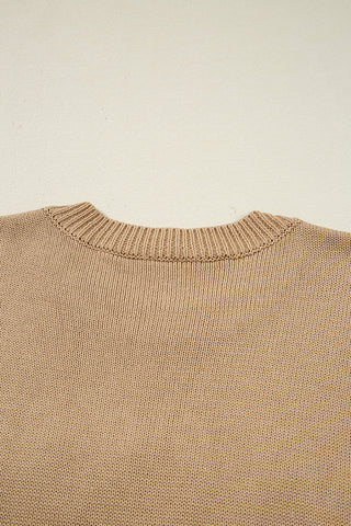 Smoke Gray Merry Colorful Dot Detail Christmas Dolman Sweater