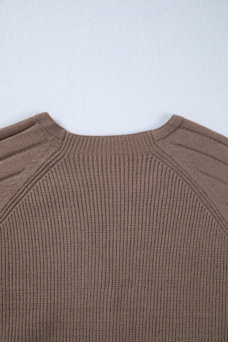 Light Pink Mixed Texture Knit Button V Neck Sweater Cardigan