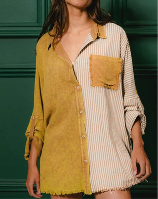 BiBi Washed Raw Hem Shirt