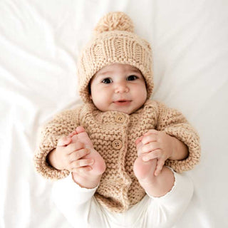 Huggalugs - Latte Garter Stitch Cardigan Sweater Baby & Toddler