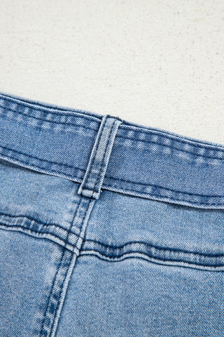Beau Blue Vintage Washed Knot Belt Wide Leg Jeans