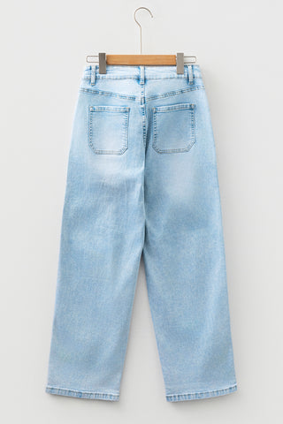 Myosotis Exposed Stitch Detail Drawstring Barrel Jeans