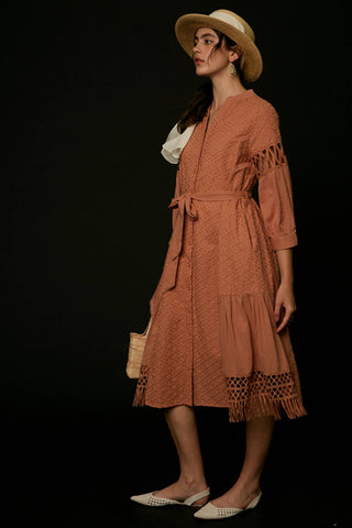 Listicle - Lace Cutout Sleeve Eyelet Midi Dress LD0730