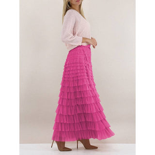 Sheer Trend - A-Line High Waisted Solid Color Tulle Skirts Bottoms