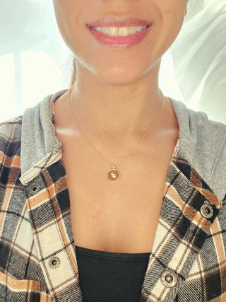 Caramel Sky - 18K Gold Plated Football Pendant Necklace, Football Jewelry