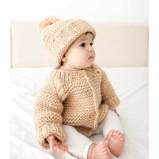 Huggalugs - Latte Garter Stitch Cardigan Sweater Baby & Toddler