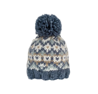 Fairisle Slate Pom Pom Beanie Hat Baby & Kids~(pre- order Ships Sept. 2nd) FREE SHIPPING!!