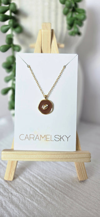 Caramel Sky - 18K Gold Plated Football Pendant Necklace, Football Jewelry