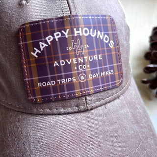 Poppy & Lou - Happy Hounds Patch Distressed Trucker Hat, Dog Hat