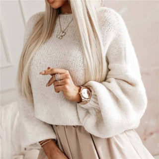 Sheer Trend - Solid Bow Tie Back Loose Sweater