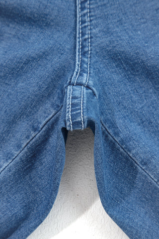 Sail Blue Plus Size Elastic Waist Ruffled Wide Leg Denim Pants