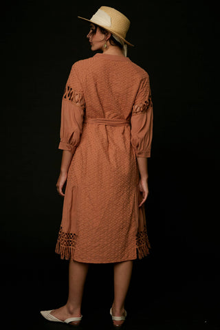 Listicle - Lace Cutout Sleeve Eyelet Midi Dress LD0730