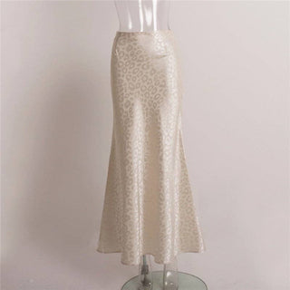 Leopard Jacquard Long Bodycon Skirt