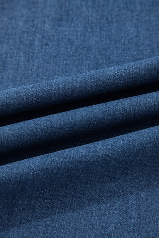 Sail Blue Plus Size Elastic Waist Ruffled Wide Leg Denim Pants