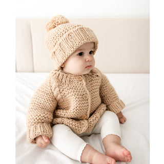 Huggalugs - Latte Garter Stitch Cardigan Sweater Baby & Toddler