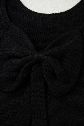Bonbon Festive Bow Backless Bubble Sleeve Sweater