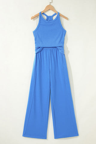 Slim Ribbed Tank Top and Sweatpants Set