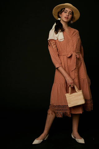 Listicle - Lace Cutout Sleeve Eyelet Midi Dress LD0730