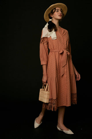 Listicle - Lace Cutout Sleeve Eyelet Midi Dress LD0730