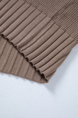 Light Pink Mixed Texture Knit Button V Neck Sweater Cardigan