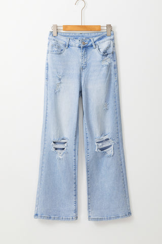 DEAR-LOVER Beau Blue Vintage Light Wash Distressed Flare Jeans