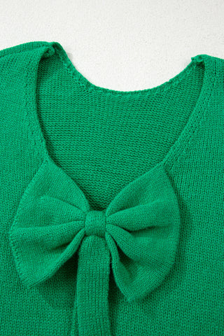 Bonbon Festive Bow Backless Bubble Sleeve Sweater