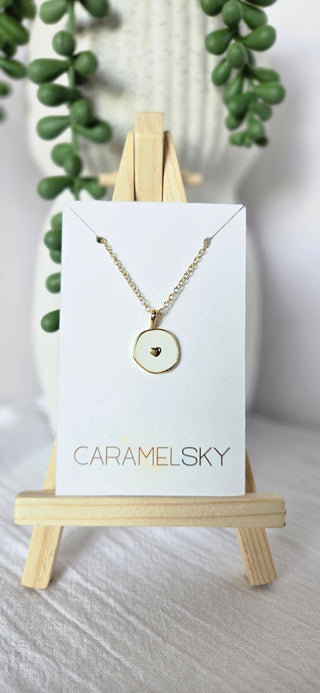 Caramel Sky - 18k Gold Plated Heart Necklace, Minimalist Heart Jewelry
