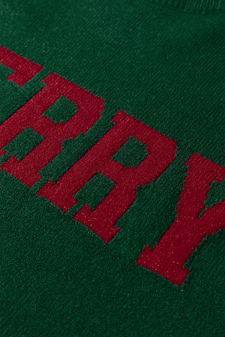 White MERRY Letter Pattern Christmas Raglan Sleeve Sweater