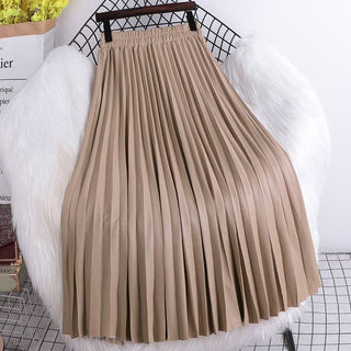 Sheer Trend - High Waisted Elastic A-Line Pleated PU Leather Mini Skirt