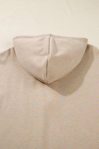 Parchment Drawstring Pullover Hoodie and High Waist Pants Corduroy Suit