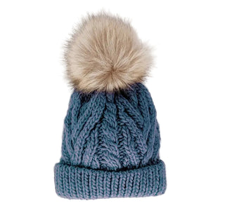 Blue Pom Pom Beanie Hat Baby & Kids~(pre- order Ships Sept. 2nd) FREE SHIPPING!!