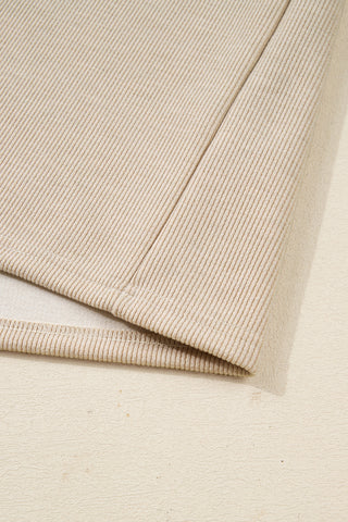 Parchment Drawstring Pullover Hoodie and High Waist Pants Corduroy Suit