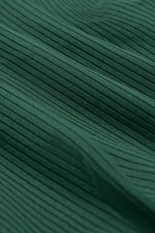 Blackish Green Color Block Edge Ribbed Pocketed Lined Swim Dress