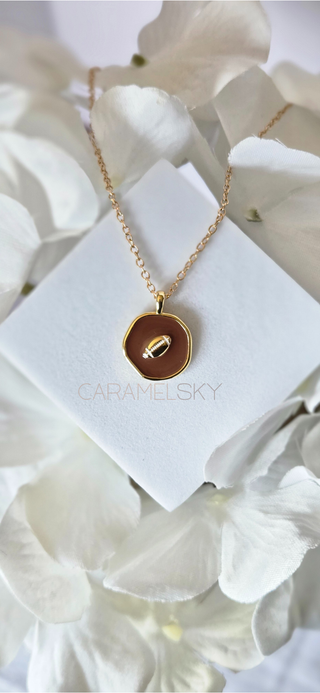 Caramel Sky - 18K Gold Plated Football Pendant Necklace, Football Jewelry