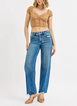 RISEN Full Size Mid Rise Baggy Jeans Plus Size