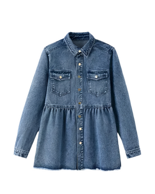 Long sleeve denim button front top