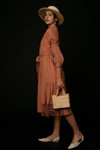 Listicle - Lace Cutout Sleeve Eyelet Midi Dress LD0730