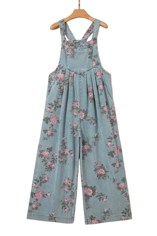 Floral Pleated High Waist Wide Leg Jumpsuit