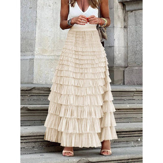 Sheer Trend - A-Line High Waisted Solid Color Tulle Skirts Bottoms