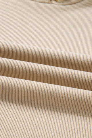 Parchment Drawstring Pullover Hoodie and High Waist Pants Corduroy Suit