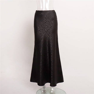 Leopard Jacquard Long Bodycon Skirt