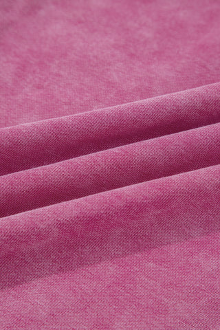 Jungle Green Lace Applique Notched Neck Mineral Wash Baggy Sweatshirt