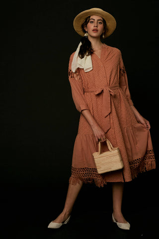 Listicle - Lace Cutout Sleeve Eyelet Midi Dress LD0730