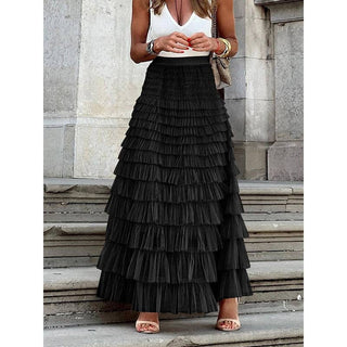 Sheer Trend - A-Line High Waisted Solid Color Tulle Skirts Bottoms