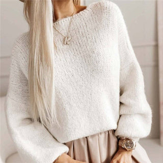 Sheer Trend - Solid Bow Tie Back Loose Sweater