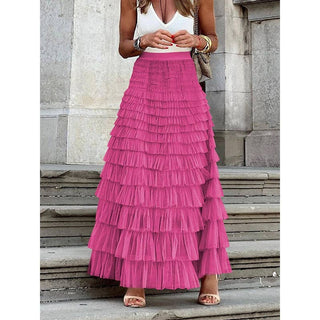 Sheer Trend - A-Line High Waisted Solid Color Tulle Skirts Bottoms