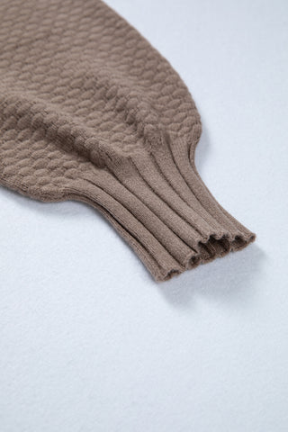 Light Pink Mixed Texture Knit Button V Neck Sweater Cardigan