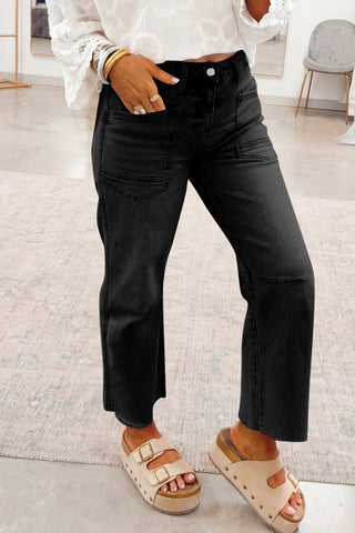 Beau Blue Frayed Cropped Straight Jeans